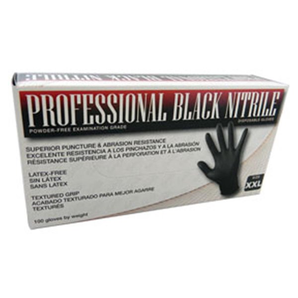 Sas Safety Derma-Pro, Nitrile Disposable Gloves, 4.5 mil Palm, Nitrile, Powder-Free, L, Black SA334792